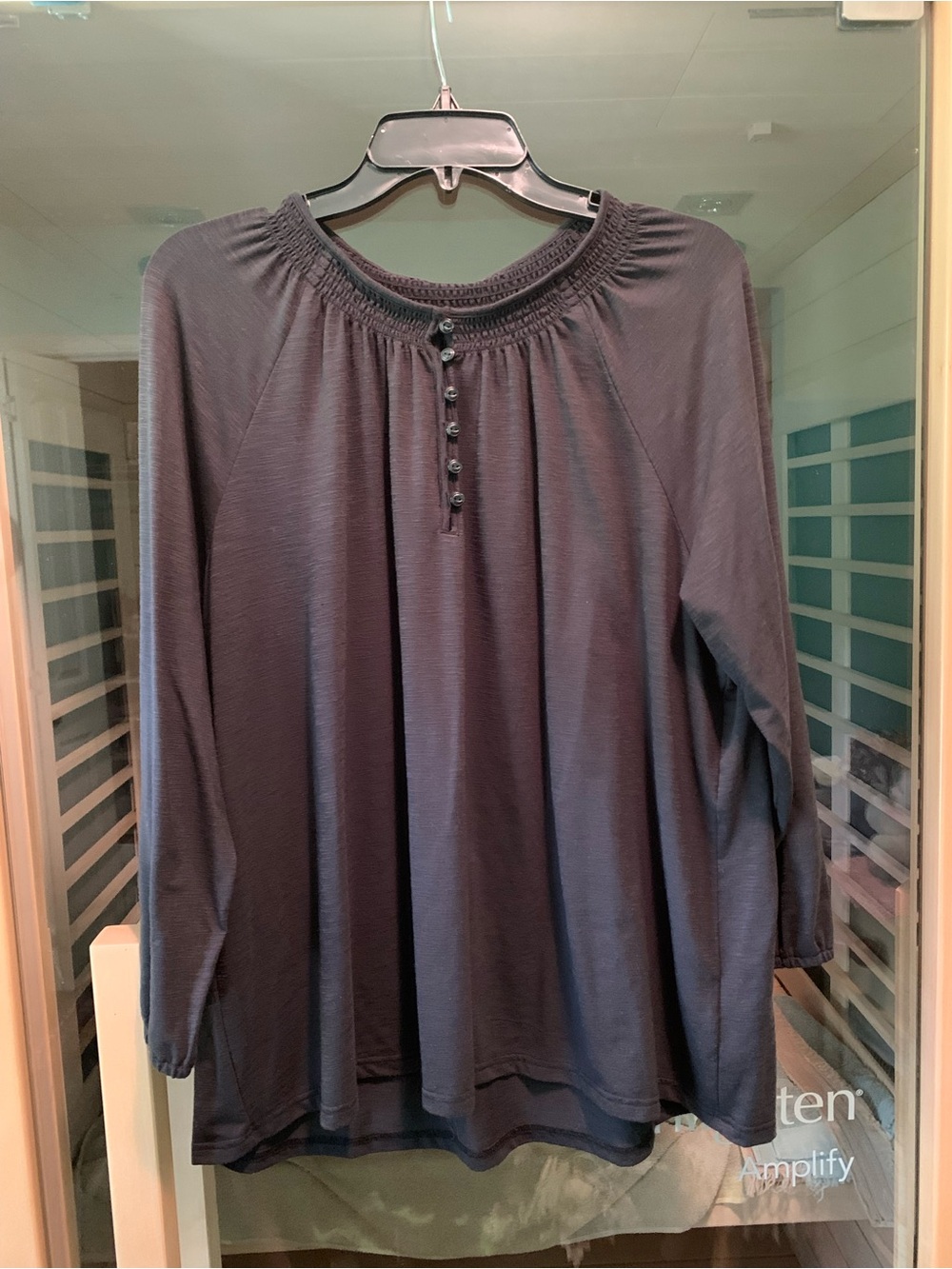 L.L. Bean Women's Black Long-Sleeve Peasant Blouse
